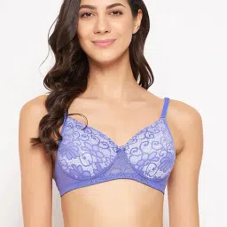 Clovia Purple Self Pattern Pattern Full Coverage Bra-image-7