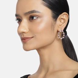 Estele Rose Gold-Plated Pearl Stud Earrings for Women-10