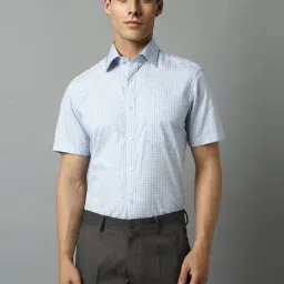 Louis Philippe Blue Cotton Regular Fit Checks Shirt-picture-7
