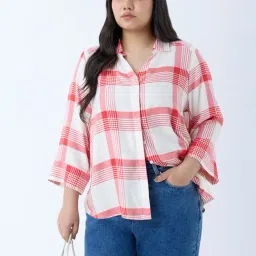 Gia by Westside Red Checkered Shirt-picture-17