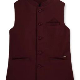 Gini & Jony Kids Maroon Solid Nehru Jacket-image-83