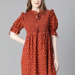 Oxolloxo Rust & White Printed A Line Dress-picture-20