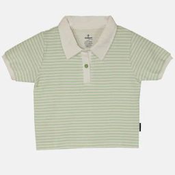 Kiddopanti Kids Green Striped Crop Polo T-Shirt-image-105