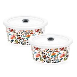 Larah by Borosil Multicolor Opalware Storage Bowls with Lids - Set of 2 image 2