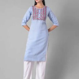 Dollar Missy Blue Embroidered Straight Kurta-image-22