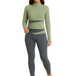 Eleg & Stilance Women 3-Piece Leggings Racerback Sports Bra & Sports Zip Jacket Gym Set-picture-17