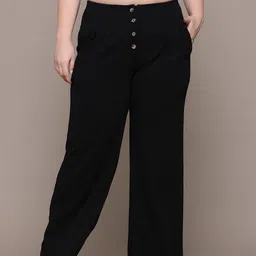 The Roadster Lifestyle Co. Women Plus Size Pleated Trousers-image-82
