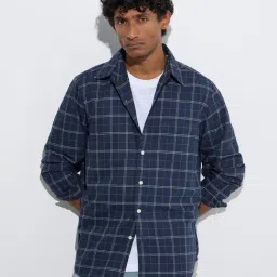WES Casuals by Westside Navy Checks Design Relaxed-Fit Cotton Shirt-picture-17