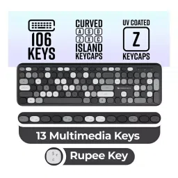 Zebronics Wireless Keyboard & Mouse Set Black & Grey 106 Keys 2.4 GHz, ZEB-Companion 302 image 4
