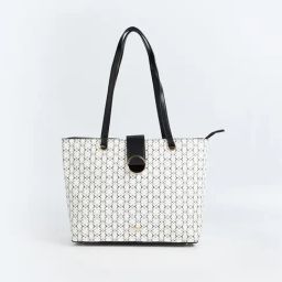 Code by Lifestyle White & Black Printed Shoulder Handbag-image-20