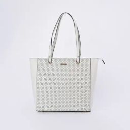 Code by Lifestyle White Textured Shoulder Handbag-14