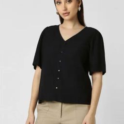 Van Heusen Black Self Pattern Top image 3