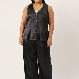 theRebelinme Women Plus Size Solid Top with Trousers-image-43