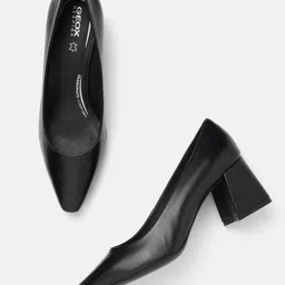 Geox Women Solid Leather Block Pumps-17