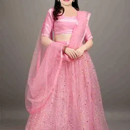 F Plus Fashion Girls Embellished Semi-Stitched Lehenga &Blouse With Dupatta-image-51