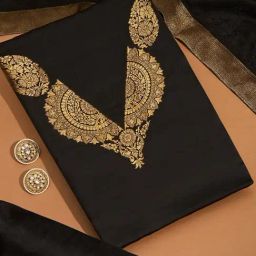 Taneira Black Embroidered Unstitiched Suit Set-image-51
