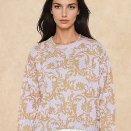 RAREISM Purple Cotton Printed Long Sleeves Sweater-picture-31