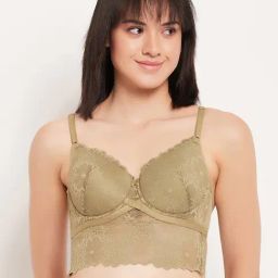 Clovia Green lace Regular fit Solid Bra Sets-picture-38