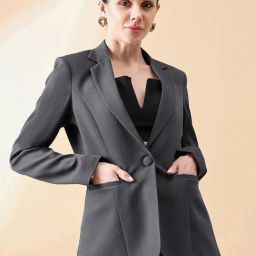 Powersutra Grey Polyester Comfort Fit Blazer-picture-16