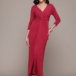 Label Ritu Kumar Twist Detail Bodycon Maxi Dress with Front Slit-image-31