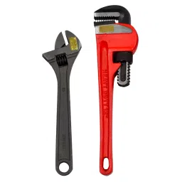 GLOBUS 921 Hand Tool (12" Pipe Wrench American Model, 10 Adjustable Wrench, Black (Set Of 2 Pcs)-19