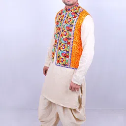 AGLARE Men Floral Open Front Jacket With Patchwork image 2