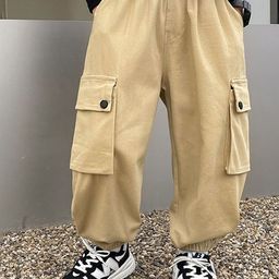 LULU & SKY Boys Straight Fit High-Rise Cargos Trousers-image-72