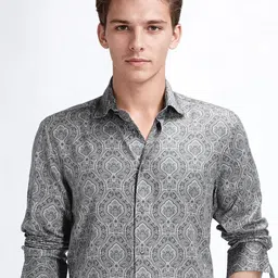 RARE RABBIT Men Comfort Fit Abstract Printed Spread Collar Casual Shirt-image-51