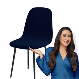 HOKIPO Navy Blue Jacquard Shell Chair Cover For Dining Table Stretchable Slipcovers-image-81