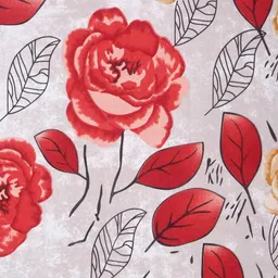 Klotthe White & Red Floral Printed Double Bedsheet With 2 Pillow Covers - 2.7 m x 2.7 m image 5