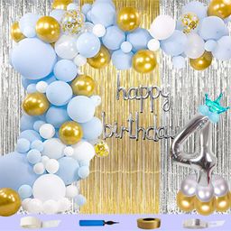 Shopperskart 4th Happy Birthday Party Decoration Kit Blue Golden - Pack of 125-image-38