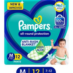 Pampers All round Protection Pants, Medium size baby diapers (M), Lotion with Aloe Vera - 12 Pieces-image-24