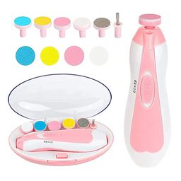 DOMENICO Baby Electric Nail Trimmer with 6 attachment and LED Light - Pink-21