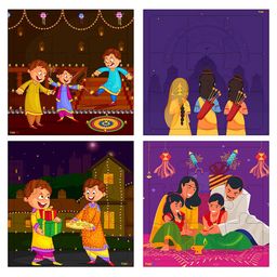 Fiddlys Wood Diwali Jigsaw Puzzles Pack of 4 - 9 Pieces each-28