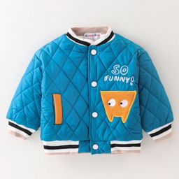 Kookie Kids Full Sleeves Padded Winter Jacket With Cartoon Patch - Blue-image-14