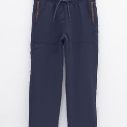 LC Waikiki Placement Text Printed Fleece Lined Trousers - Anthracite Blue-image-97