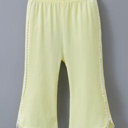 Kookie Kids Ankle LengthLounge Pants Lace Detailing Solid Colour- Yellow-image-38