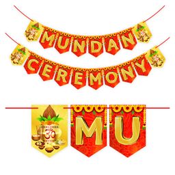 Wobbox My First Hair Cut Banner, Mundan Ceremony Banner, Mundan Ceremony Decoration Red-Pack Of 1-16