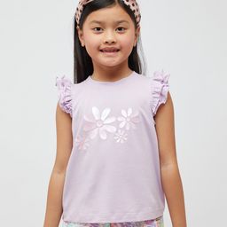 One Friday Frill Sleeves Floral Patch Detailed Top - Lilac-picture-18