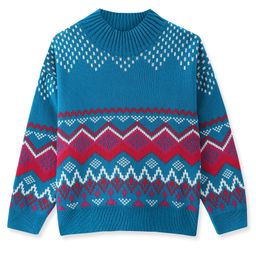 Pine Kids Knitted Full Sleeves Pullover Sweater with Chevron Design - Multicolour-image-12