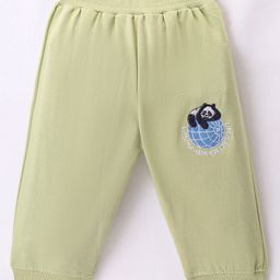 Tango Looper Cotton Knit Full Length Lounge Pant with Panda Embroidery - Peach-image-2