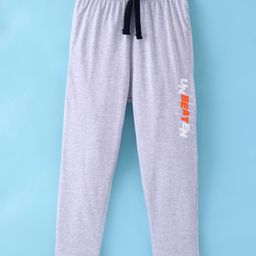 Doreme Single Jersey Full Length Track Pant Text Print - Heather Grey-picture-14