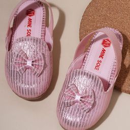 Mine Sole Foil Striped & Bow Detailed Sandals-Pink-image-14