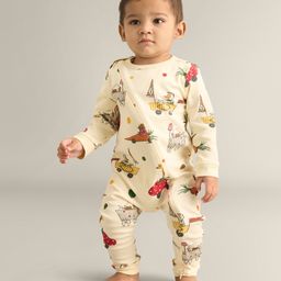 My Milestones 100% Cotton Full Sleeves Animals Printed Romper With Two Way Zipper - Cream-image-55