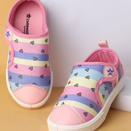 Cute Walk by Babyhug Velcro Closure Casual Shoes with Hearts Print - Pink-image-32