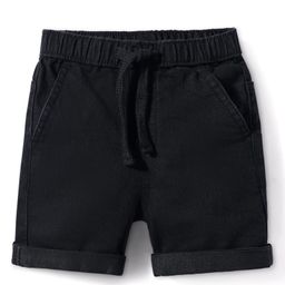 Babyhug Mid Thigh Solid Color Denim Shorts - Black-image-1