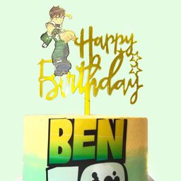 Funcart Ben10 Happy Birthday Cake Topper - Golden-image-59