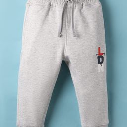 Doreme Knit Full Length Fleece Woollen Lounge Pant With Text Print - Grey-picture-7