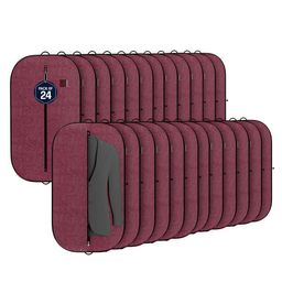 Kuber Industries Maroon 24 Pieces Printed Non-Woven Suit Organisers With Zip-5