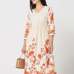 R&B Floral Print Fit & Flare Midi Dress-picture-2
